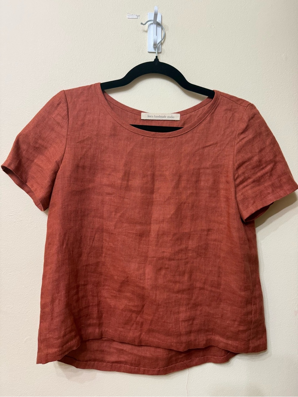 Linen Handmade Studio Rust Pumpkin Orange Fall Top Cottage Handmade European Eco